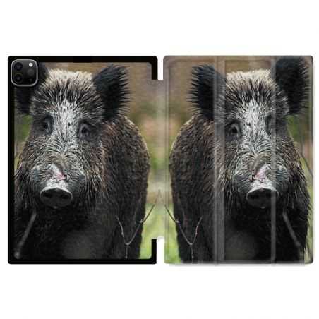 Housse Smart Cover pour Ipad 11 Pro 2020 Chasse Sanglier bois