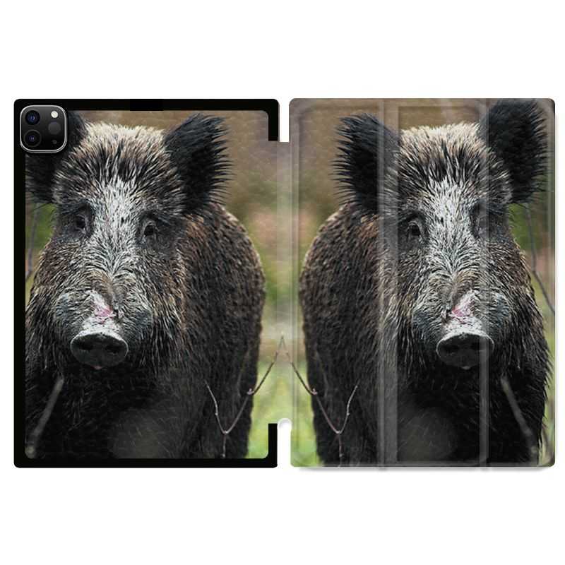 Housse Smart Cover pour Ipad 11 Pro 2020 Chasse Sanglier bois