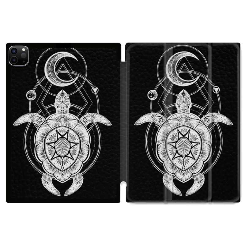 Housse Smart Cover pour Ipad 11 Pro 2020 Animaux Maori Tortue Noir