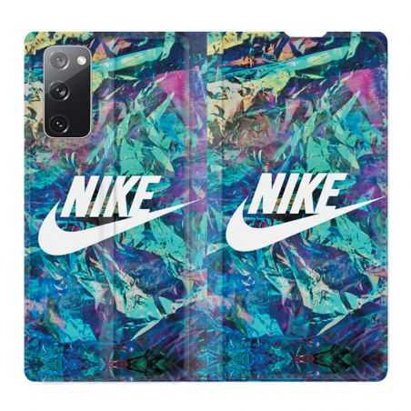 Housse Cuir Portefeuille Pour Samsung Galaxy S20 FE / S20FE Nike Turquoise