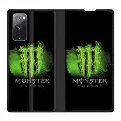 Housse Cuir Portefeuille Pour Samsung Galaxy S20 FE / S20FE Monster Energy Vert