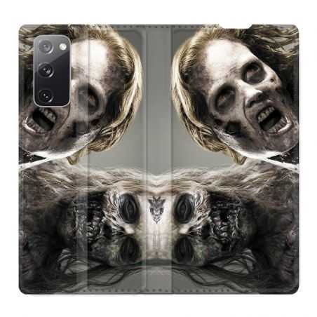 Housse Cuir Portefeuille Pour Samsung Galaxy S20 FE / S20FE Zombie Blanc