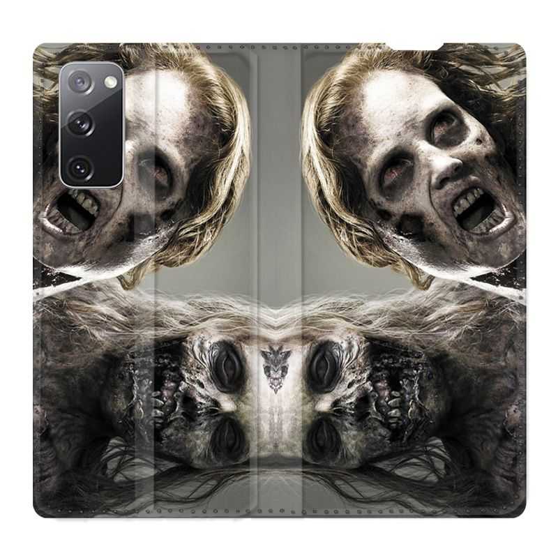 Housse Cuir Portefeuille Pour Samsung Galaxy S20 FE / S20FE Zombie Blanc