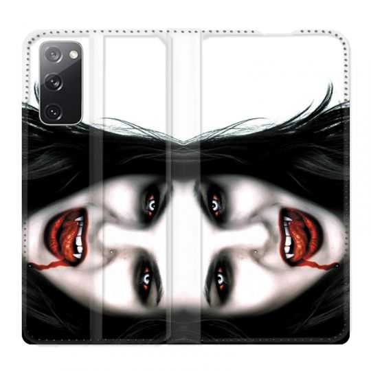 Housse Cuir Portefeuille Pour Samsung Galaxy S20 FE / S20FE Vampire Blanc