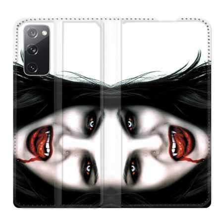 Housse Cuir Portefeuille Pour Samsung Galaxy S20 FE / S20FE Vampire Blanc