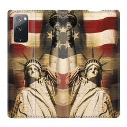 Housse Cuir Portefeuille Pour Samsung Galaxy S20 FE / S20FE Amerique USA Statue liberté