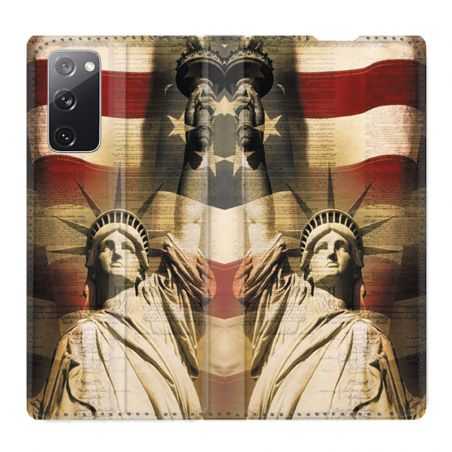 Housse Cuir Portefeuille Pour Samsung Galaxy S20 FE / S20FE Amerique USA Statue liberté