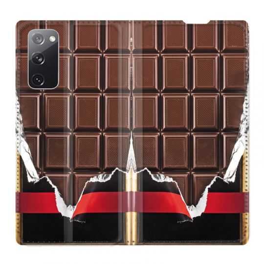 Housse Cuir Portefeuille Pour Samsung Galaxy S20 FE / S20FE Trompe Oeil Chocolat