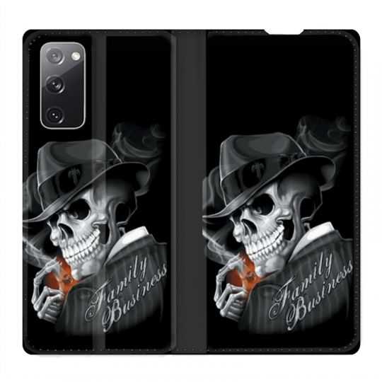 Housse Cuir Portefeuille Pour Samsung Galaxy S20 FE / S20FE Tete de Mort family business
