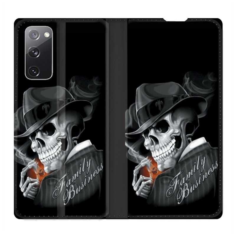 Housse Cuir Portefeuille Pour Samsung Galaxy S20 FE / S20FE Tete de Mort family business