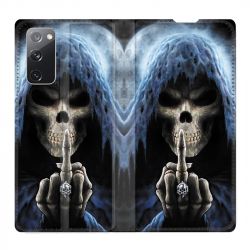 Housse Cuir Portefeuille Pour Samsung Galaxy S20 FE / S20FE Tete de Mort Doigt
