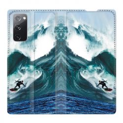 Housse Cuir Portefeuille Pour Samsung Galaxy S20 FE / S20FE Surf Vague