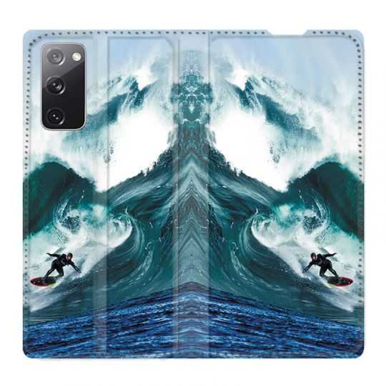 Housse Cuir Portefeuille Pour Samsung Galaxy S20 FE / S20FE Surf Vague