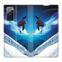 Housse Cuir Portefeuille Pour Samsung Galaxy S20 FE / S20FE Snowboard Saut