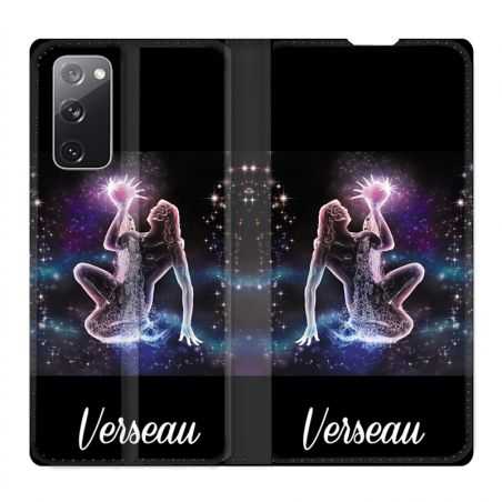 Housse Cuir Portefeuille Pour Samsung Galaxy S20 FE / S20FE Signe Zodiaque 2 Verseau