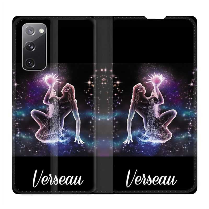 Housse Cuir Portefeuille Pour Samsung Galaxy S20 FE / S20FE Signe Zodiaque 2 Verseau