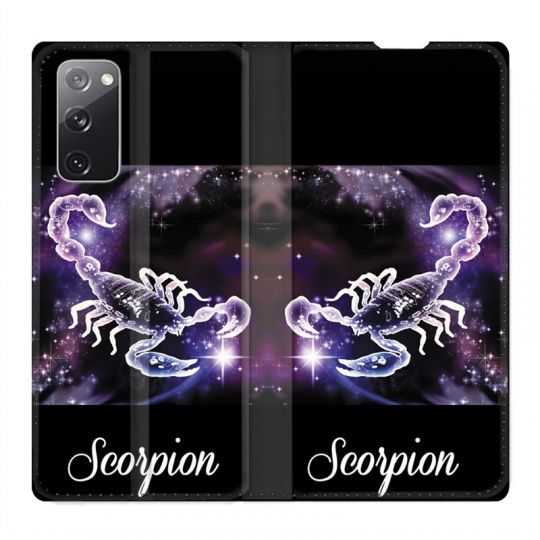 Housse Cuir Portefeuille Pour Samsung Galaxy S20 FE / S20FE Signe Zodiaque 2 Scorpion