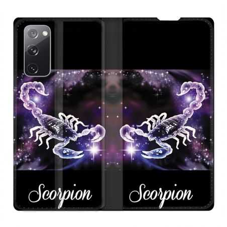 Housse Cuir Portefeuille Pour Samsung Galaxy S20 FE / S20FE Signe Zodiaque 2 Scorpion
