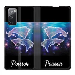 Housse Cuir Portefeuille Pour Samsung Galaxy S20 FE / S20FE Signe Zodiaque 2 Poisson