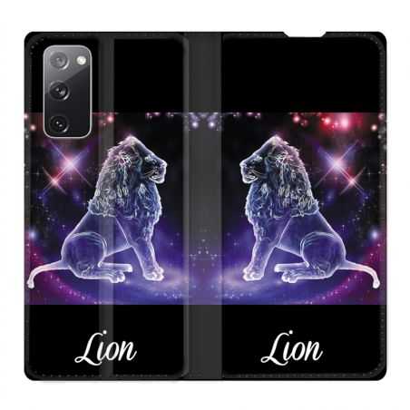 Housse Cuir Portefeuille Pour Samsung Galaxy S20 FE / S20FE Signe Zodiaque 2 Lion