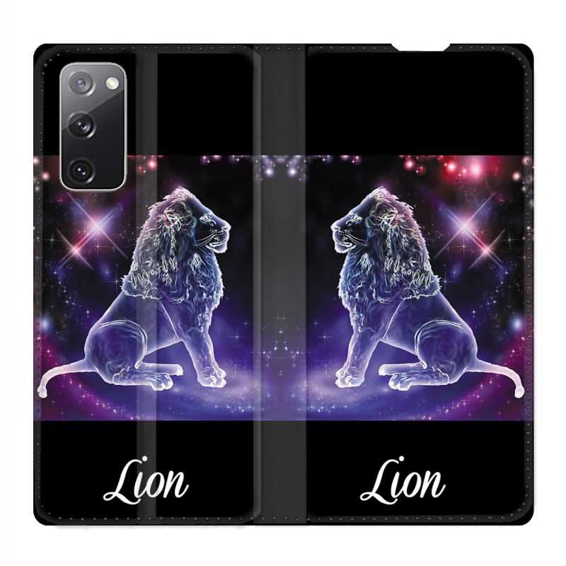 Housse Cuir Portefeuille Pour Samsung Galaxy S20 FE / S20FE Signe Zodiaque 2 Lion