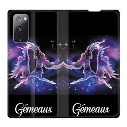 Housse Cuir Portefeuille Pour Samsung Galaxy S20 FE / S20FE Signe Zodiaque 2 Gémeaux