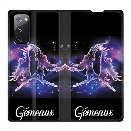 Housse Cuir Portefeuille Pour Samsung Galaxy S20 FE / S20FE Signe Zodiaque 2 Gémeaux