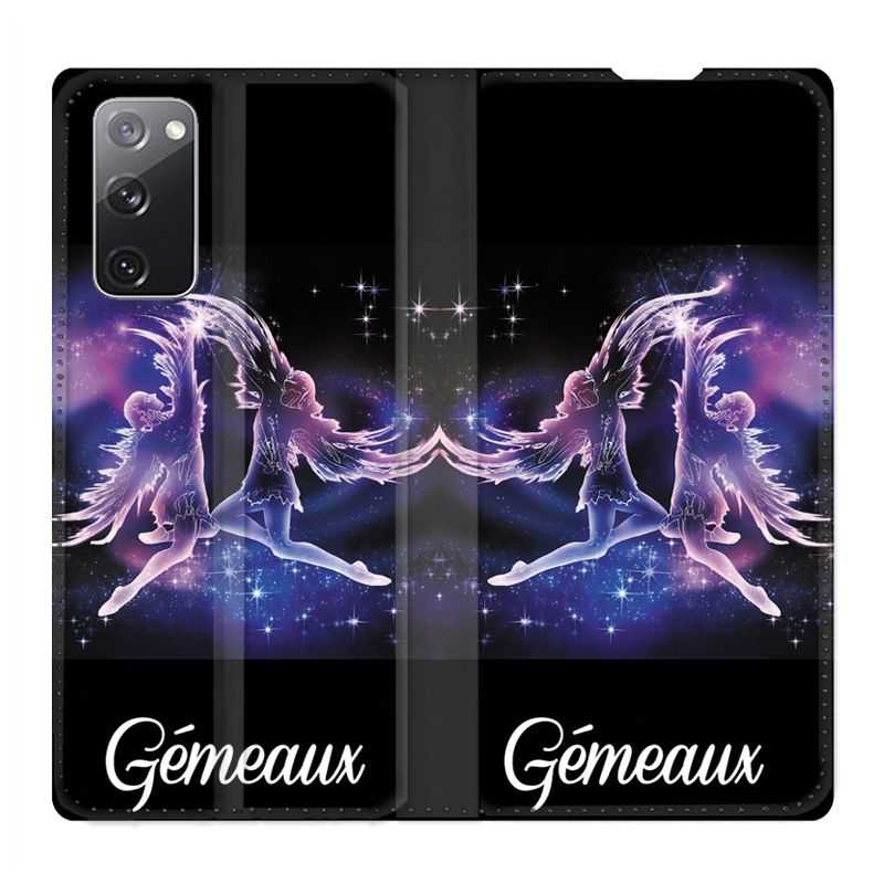 Housse Cuir Portefeuille Pour Samsung Galaxy S20 FE / S20FE Signe Zodiaque 2 Gémeaux