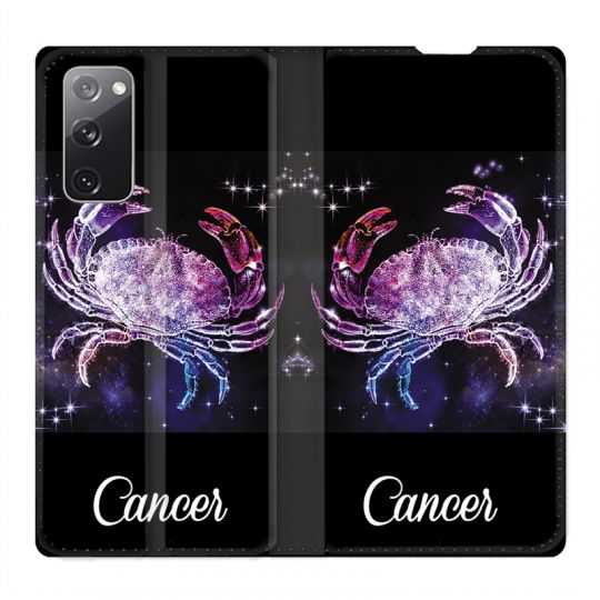 Housse Cuir Portefeuille Pour Samsung Galaxy S20 FE / S20FE Signe Zodiaque 2 Cancer