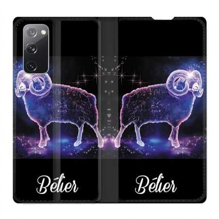 Housse Cuir Portefeuille Pour Samsung Galaxy S20 FE / S20FE Signe Zodiaque 2 Bélier