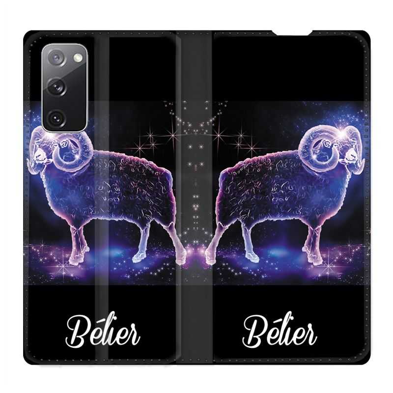 Housse Cuir Portefeuille Pour Samsung Galaxy S20 FE / S20FE Signe Zodiaque 2 Bélier