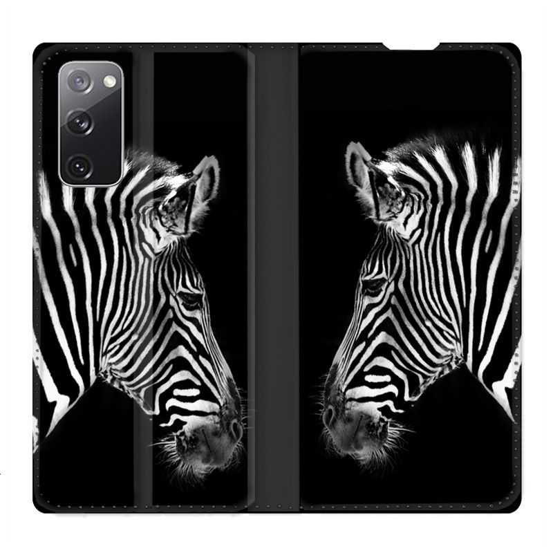 Housse Cuir Portefeuille Pour Samsung Galaxy S20 FE / S20FE Savane Zebra
