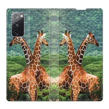 Housse Cuir Portefeuille Pour Samsung Galaxy S20 FE / S20FE Savane Girafe Duo