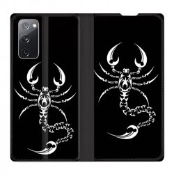 Housse Cuir Portefeuille Pour Samsung Galaxy S20 FE / S20FE Scorpion Noir