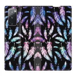 Housse Cuir Portefeuille Pour Samsung Galaxy S20 FE / S20FE Psychedelic Plume