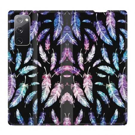 Housse Cuir Portefeuille Pour Samsung Galaxy S20 FE / S20FE Psychedelic Plume