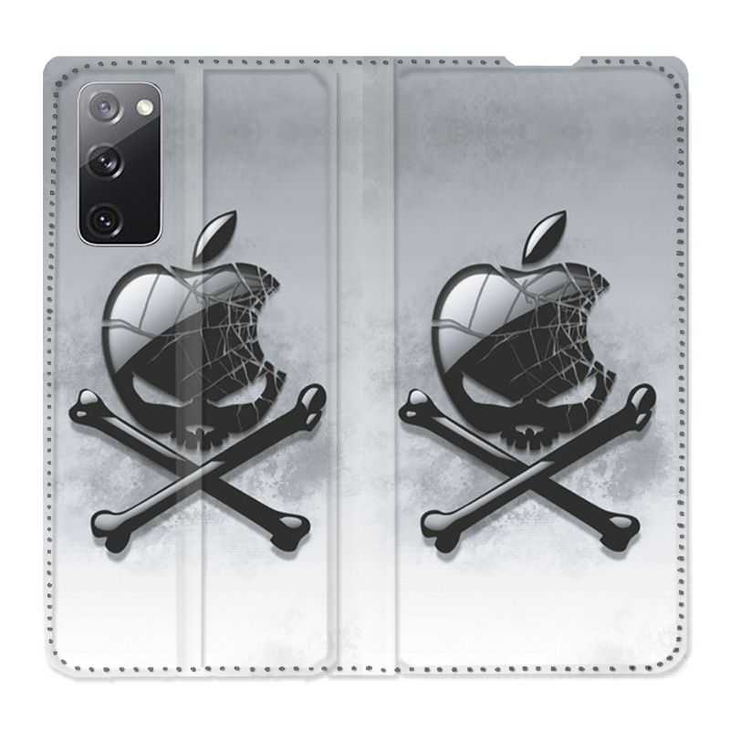 Housse Cuir Portefeuille Pour Samsung Galaxy S20 FE / S20FE Pomme Tete Mort