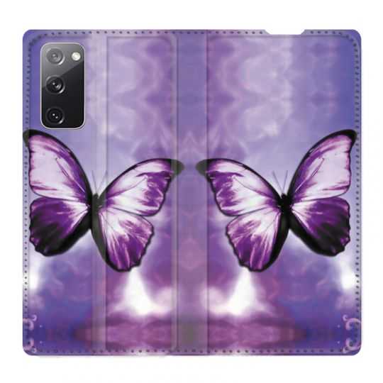 Housse Cuir Portefeuille Pour Samsung Galaxy S20 FE / S20FE Papillon Violet et Blanc