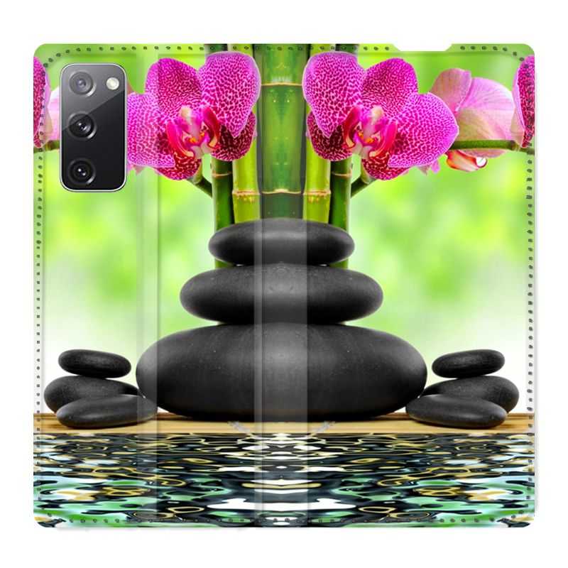 Housse Cuir Portefeuille Pour Samsung Galaxy S20 FE / S20FE Orchidee Eau