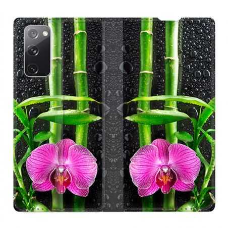 Housse Cuir Portefeuille Pour Samsung Galaxy S20 FE / S20FE Orchidee Bambou
