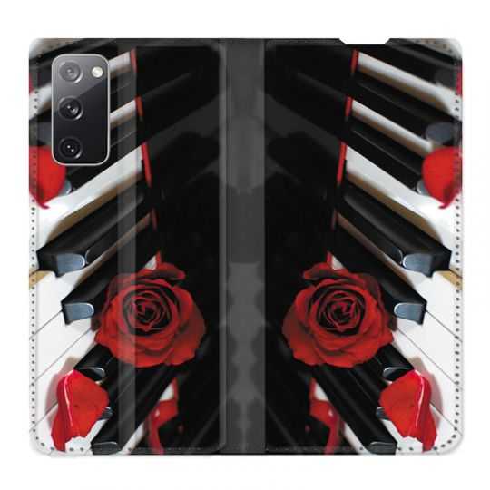 Housse Cuir Portefeuille Pour Samsung Galaxy S20 FE / S20FE Musique Rose Piano