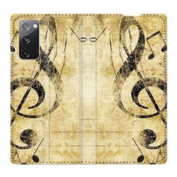 Housse Cuir Portefeuille Pour Samsung Galaxy S20 FE / S20FE Musique Clé Sol Vintage