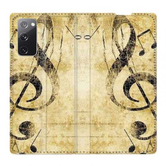 Housse Cuir Portefeuille Pour Samsung Galaxy S20 FE / S20FE Musique Clé Sol Vintage