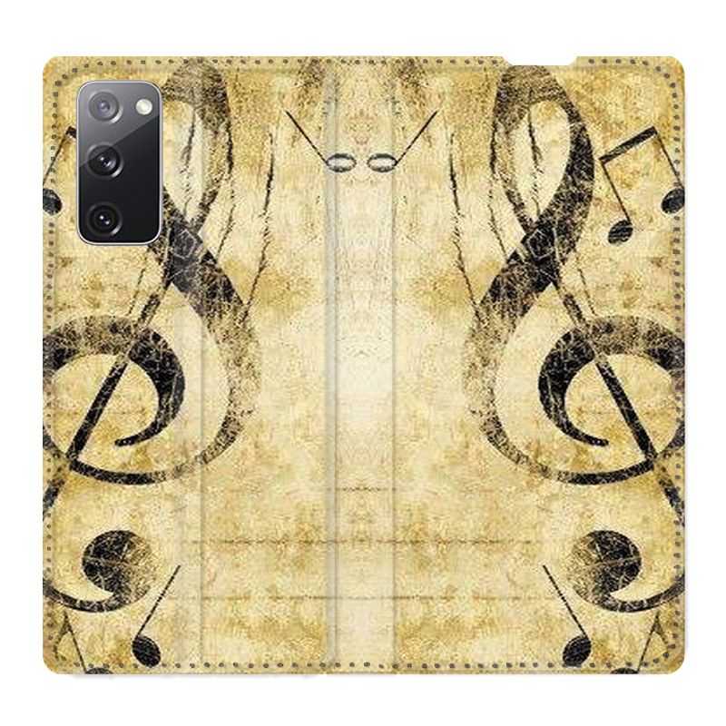 Housse Cuir Portefeuille Pour Samsung Galaxy S20 FE / S20FE Musique Clé Sol Vintage