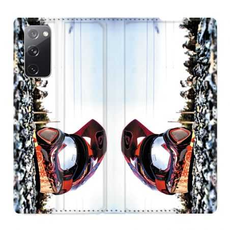 Housse Cuir Portefeuille Pour Samsung Galaxy S20 FE / S20FE Moto Casque Cross