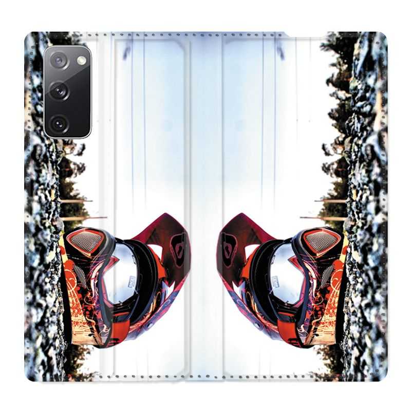 Housse Cuir Portefeuille Pour Samsung Galaxy S20 FE / S20FE Moto Casque Cross
