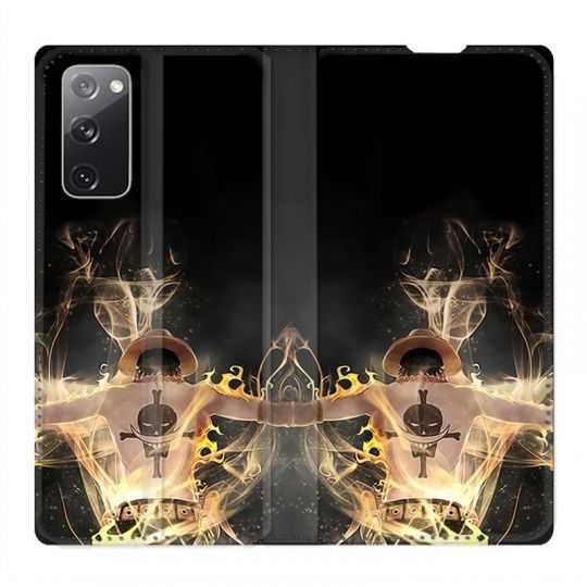 Housse Cuir Portefeuille Pour Samsung Galaxy S20 FE / S20FE Manga One Piece Ace Noir