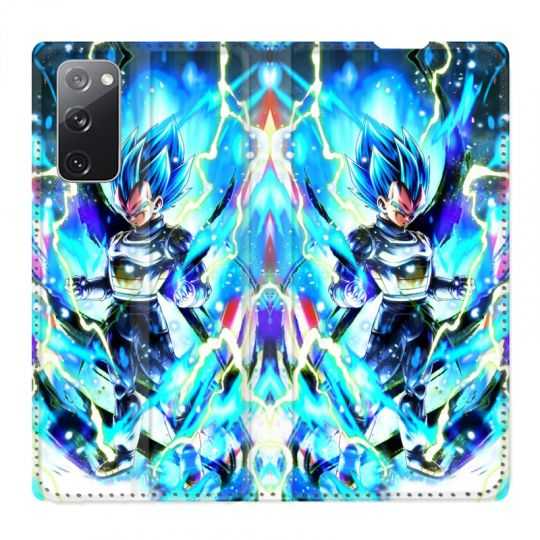 Housse Cuir Portefeuille Pour Samsung Galaxy S20 FE / S20FE Manga Dragon Ball Vegeta Bleu