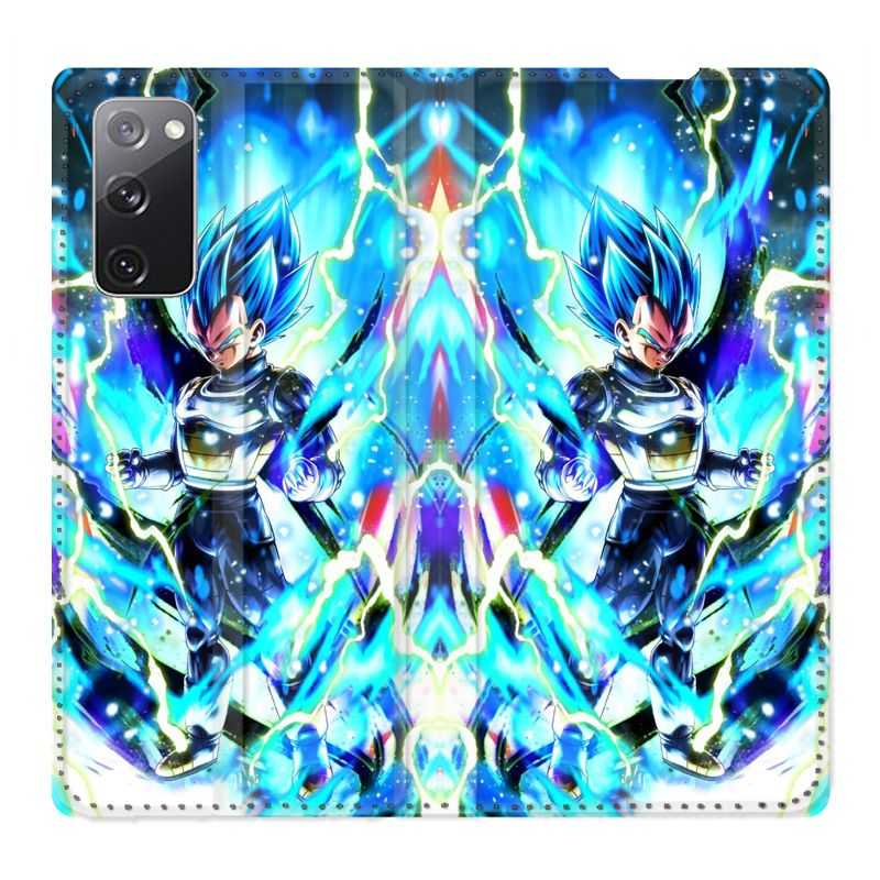 Housse Cuir Portefeuille Pour Samsung Galaxy S20 FE / S20FE Manga Dragon Ball Vegeta Bleu
