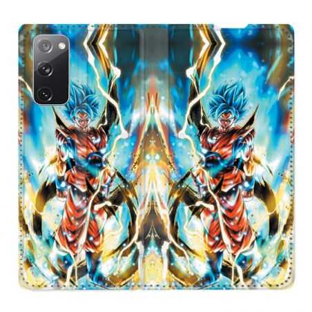 Housse Cuir Portefeuille Pour Samsung Galaxy S20 FE / S20FE Manga Dragon Ball Sangoku Blanc